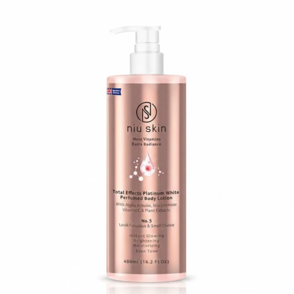 Niu Skin Total Effects Platinum White Perfumed Body Lotion.